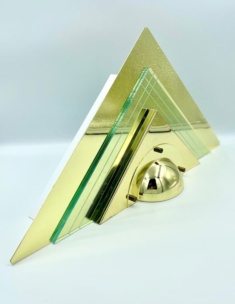 Kinkiet ścienny postmodernistyczny, złoty, mosiądz, akryl, Niemcy, lata 80. - 157523