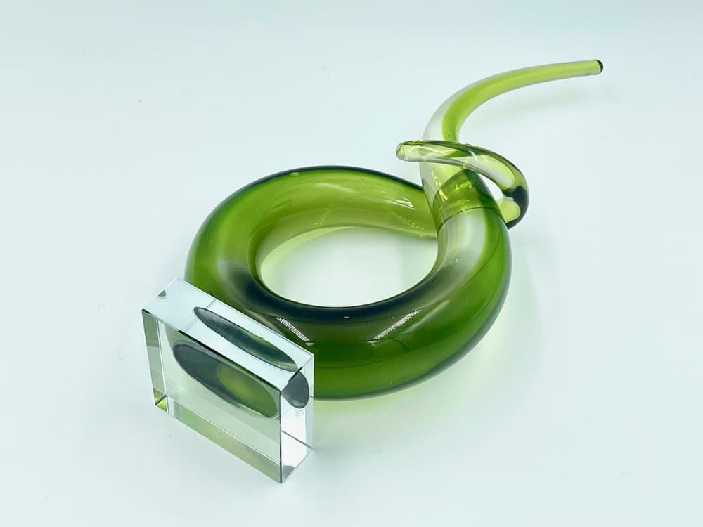 Rzeźba, Murano Twist, zielony, szkło, Włochy, lata 60. - 157553