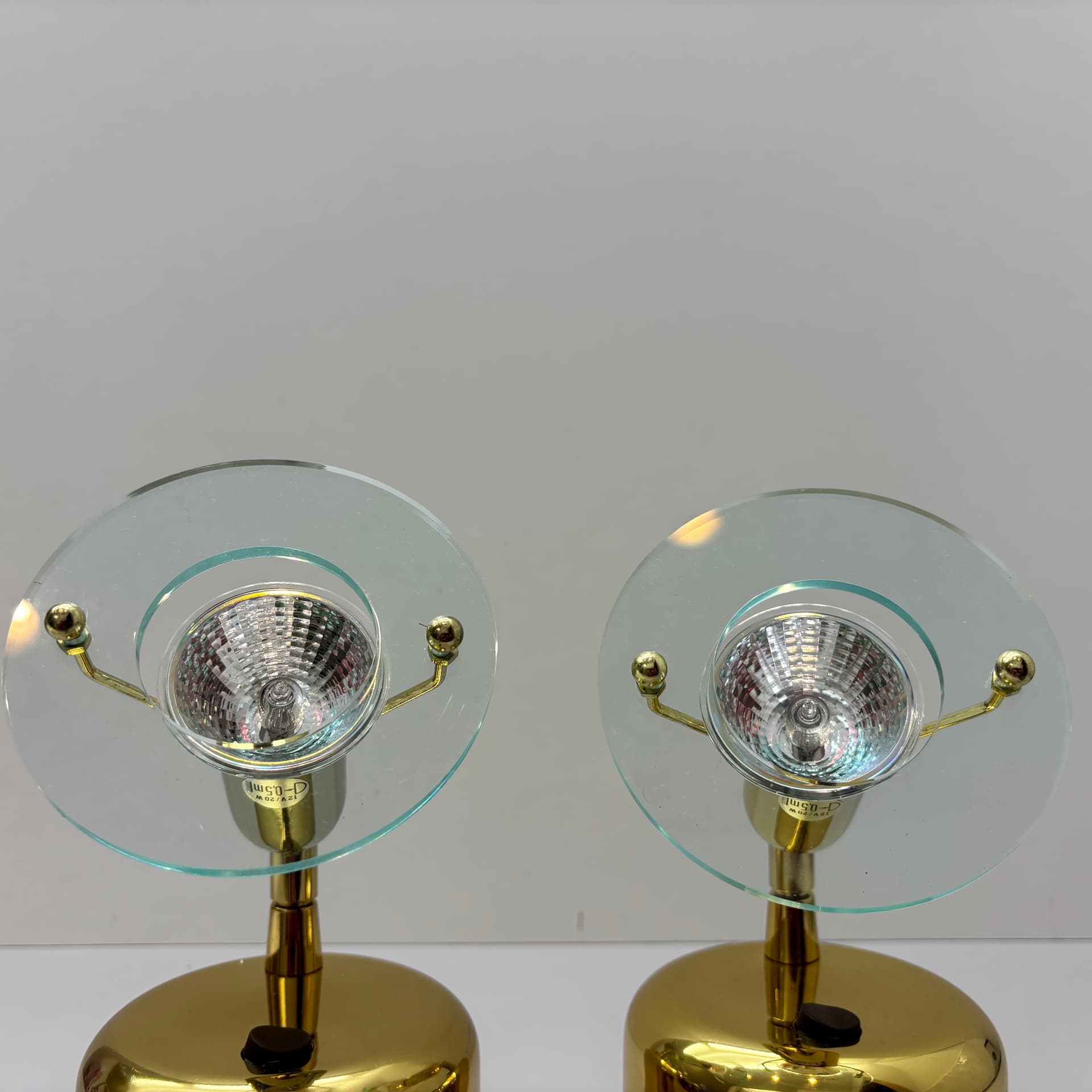 Pair of wall lights, golden brass, Wofi Leuchten, Germany, 1990s. - 143470