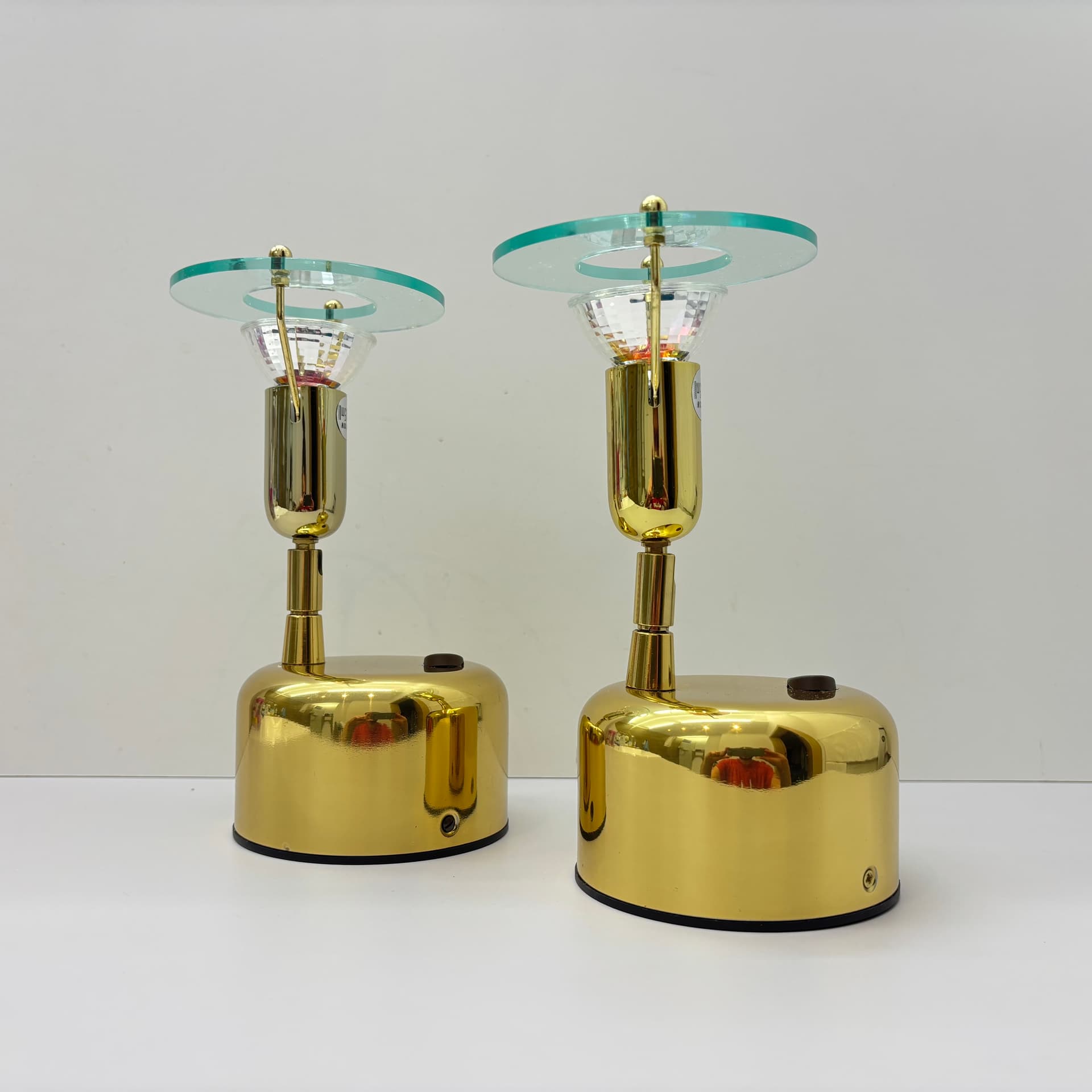 Pair of wall lights, golden brass, Wofi Leuchten, Germany, 1990s. - 143462