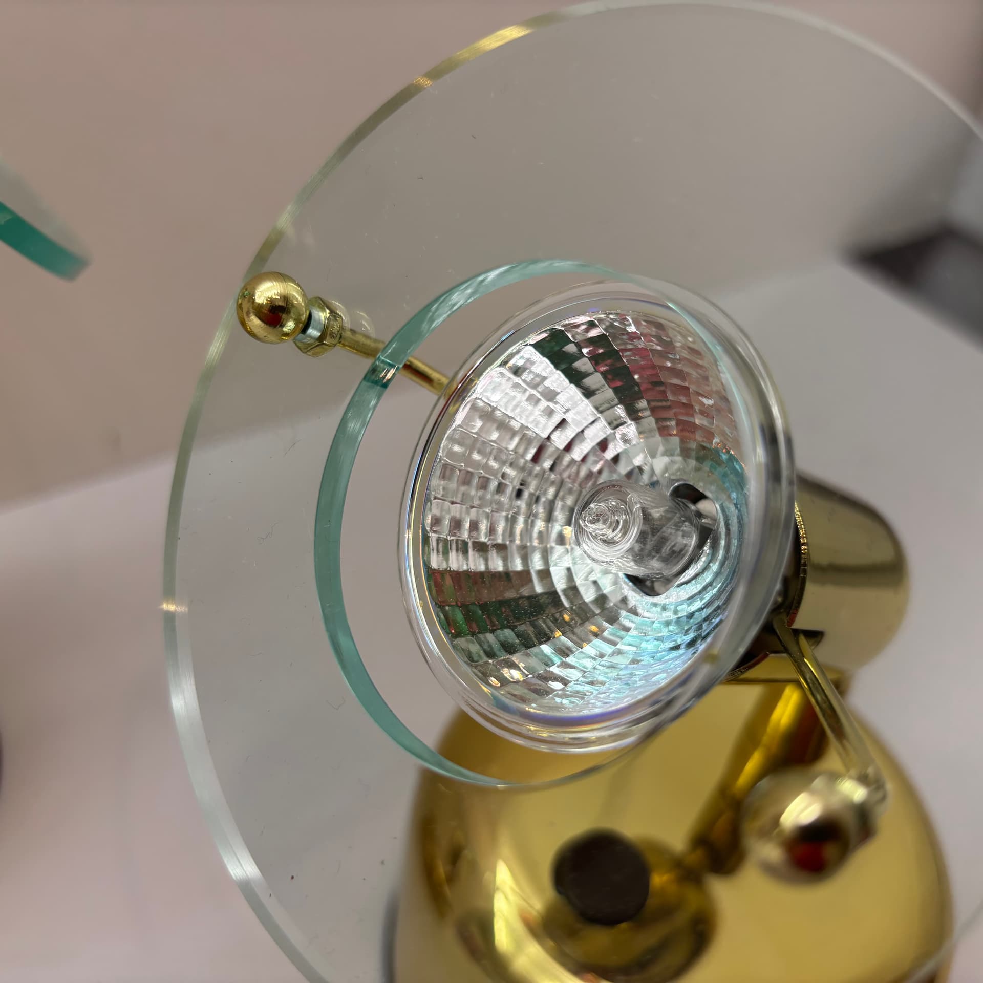 Pair of wall lights, golden brass, Wofi Leuchten, Germany, 1990s. - 143467