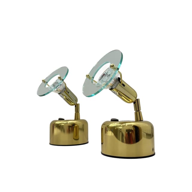 Pair of wall lights, golden brass, Wofi Leuchten, Germany, 1990s. - DIMENSION