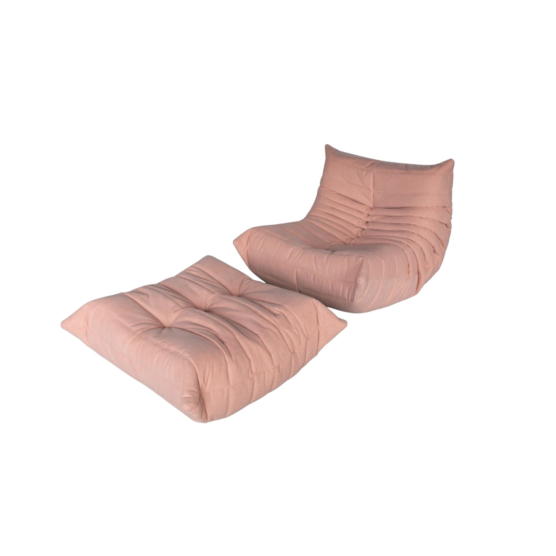 Fotel wypoczynkowy Togo z podnóżkiem, sztruks piaskowy brąz