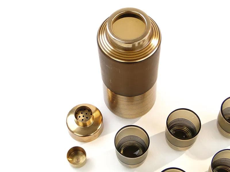 Cocktail shaker and glasses set, topaz glass, Borocrystal Chribska, Czechoslovakia, 1950s - 9994