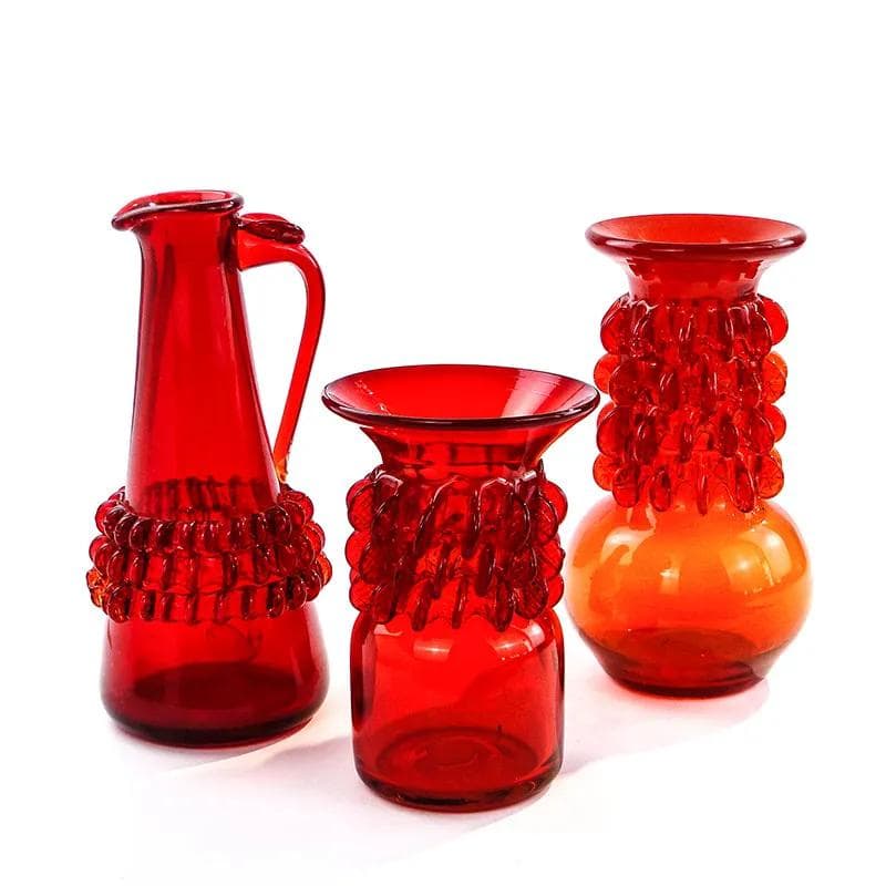 Vase Pan młody, Panna Młoda, red glass, by J. Słuczan-Orkusz, Poland, 1970s - 9985