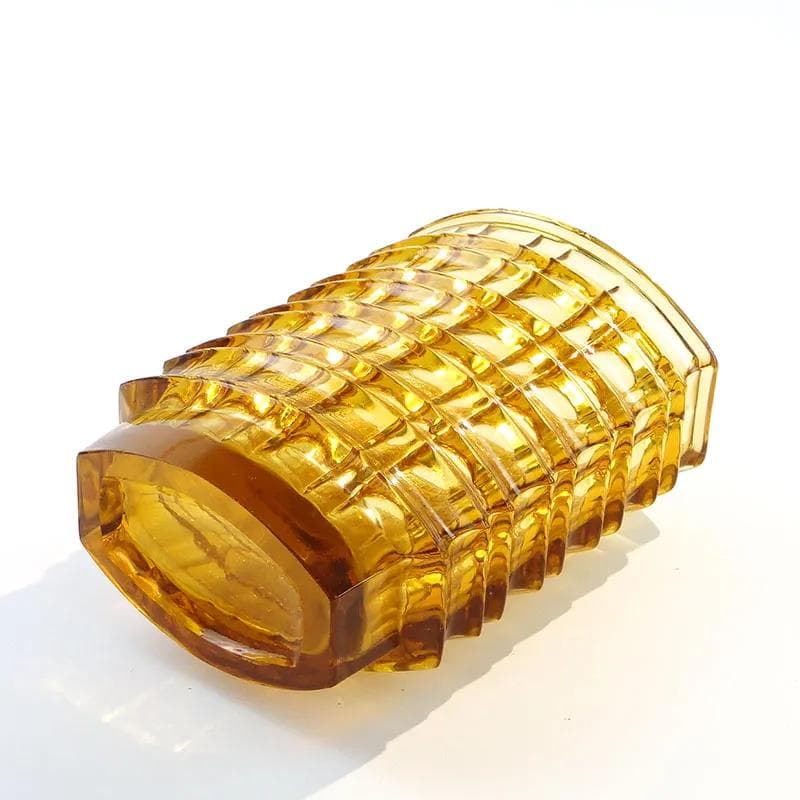 Wazon optyczny, szkło żółte, proj. J. S. Drost, Ząbkowice, Polska, lata 60. - 9958