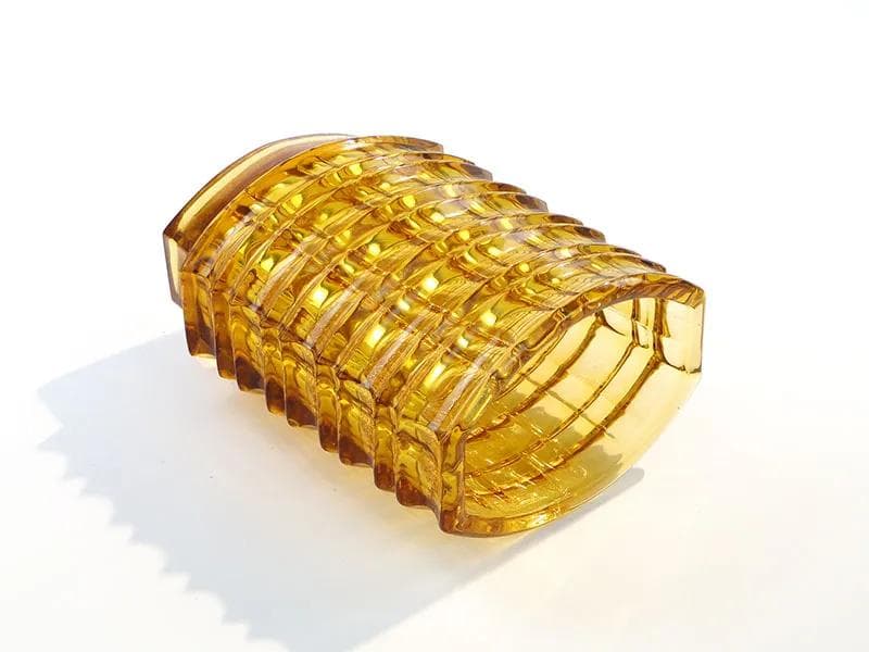 Wazon optyczny, szkło żółte, proj. J. S. Drost, Ząbkowice, Polska, lata 60. - 9957