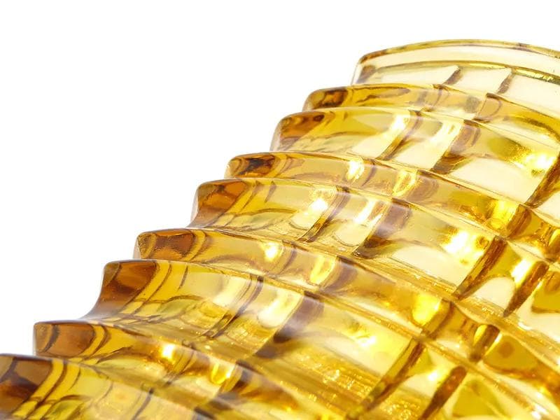 Wazon optyczny, szkło żółte, proj. J. S. Drost, Ząbkowice, Polska, lata 60. - 9960