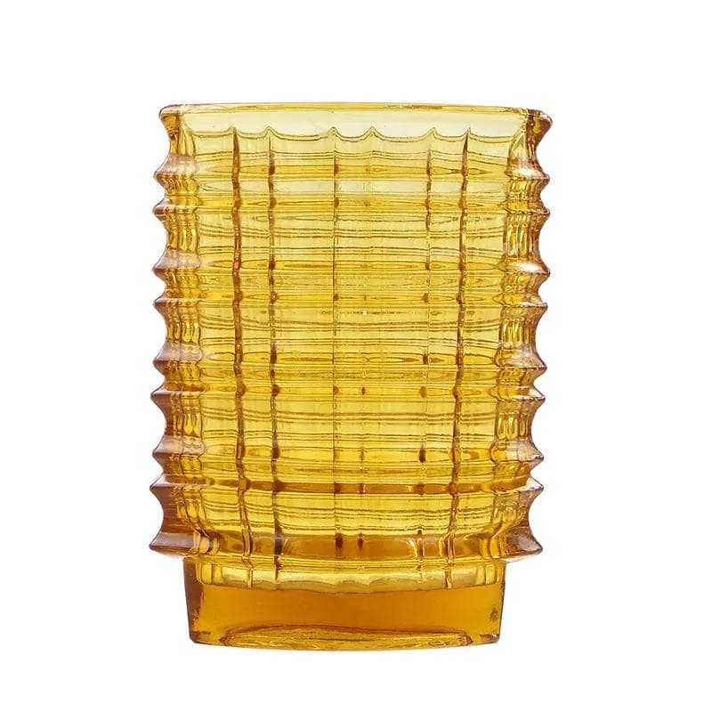 Optical vase, yellow glass, by J. S. Drost, Ząbkowice, Poland, 1960s.