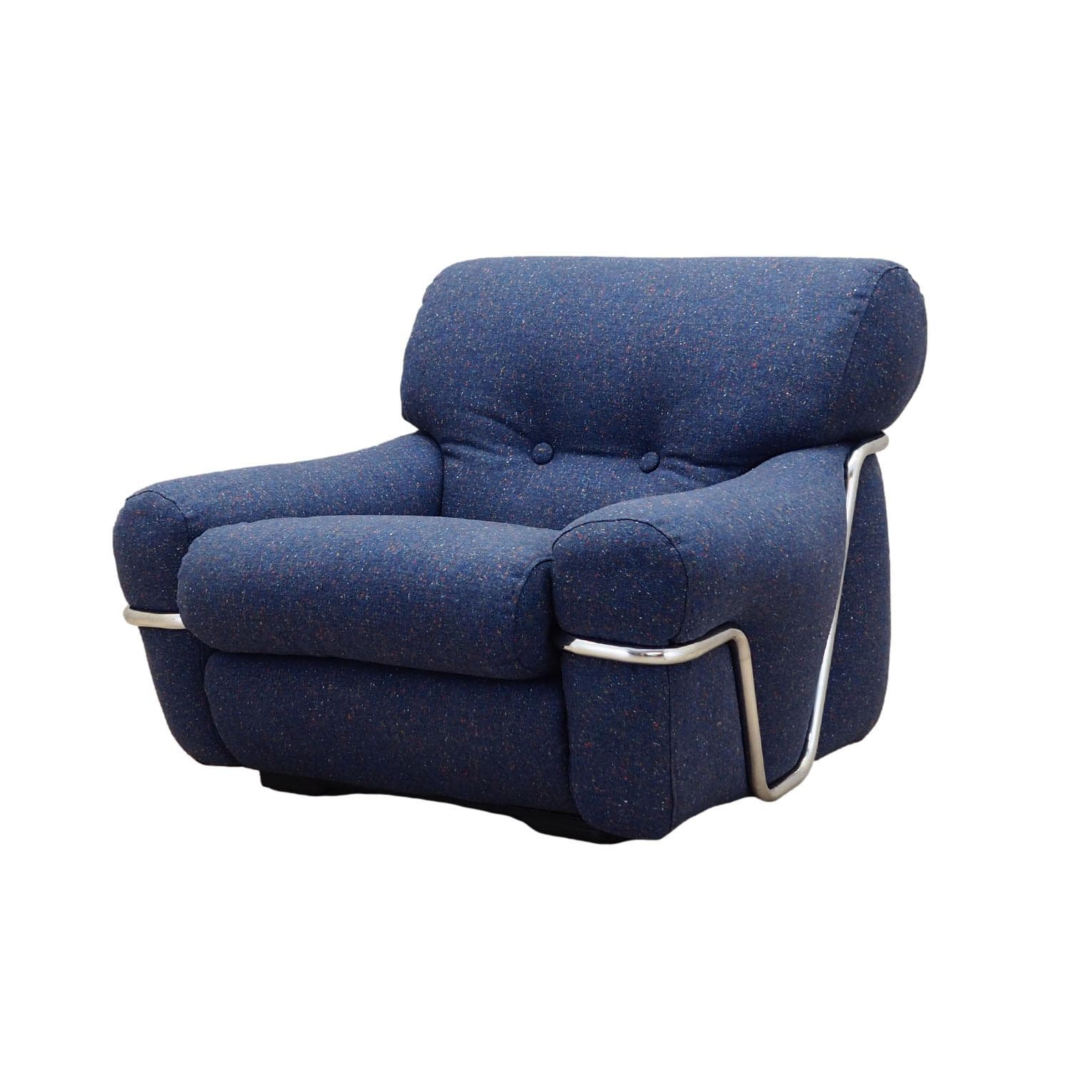 Fotel Space Age, granatowy, proj. E. Radaelli, Seven Salotti, Włochy, lata 60.