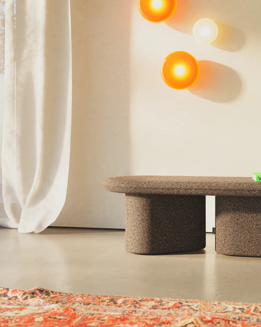 Ławka tapicerowana Ovo brązowy, Feum - 147576