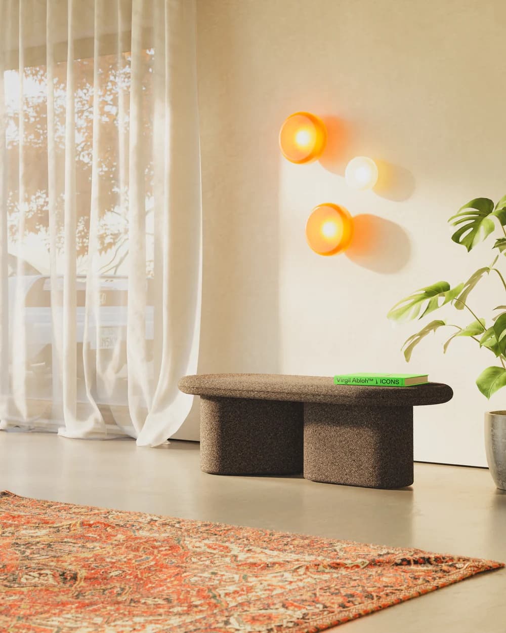 Ławka tapicerowana Ovo brązowy, Feum - 147578