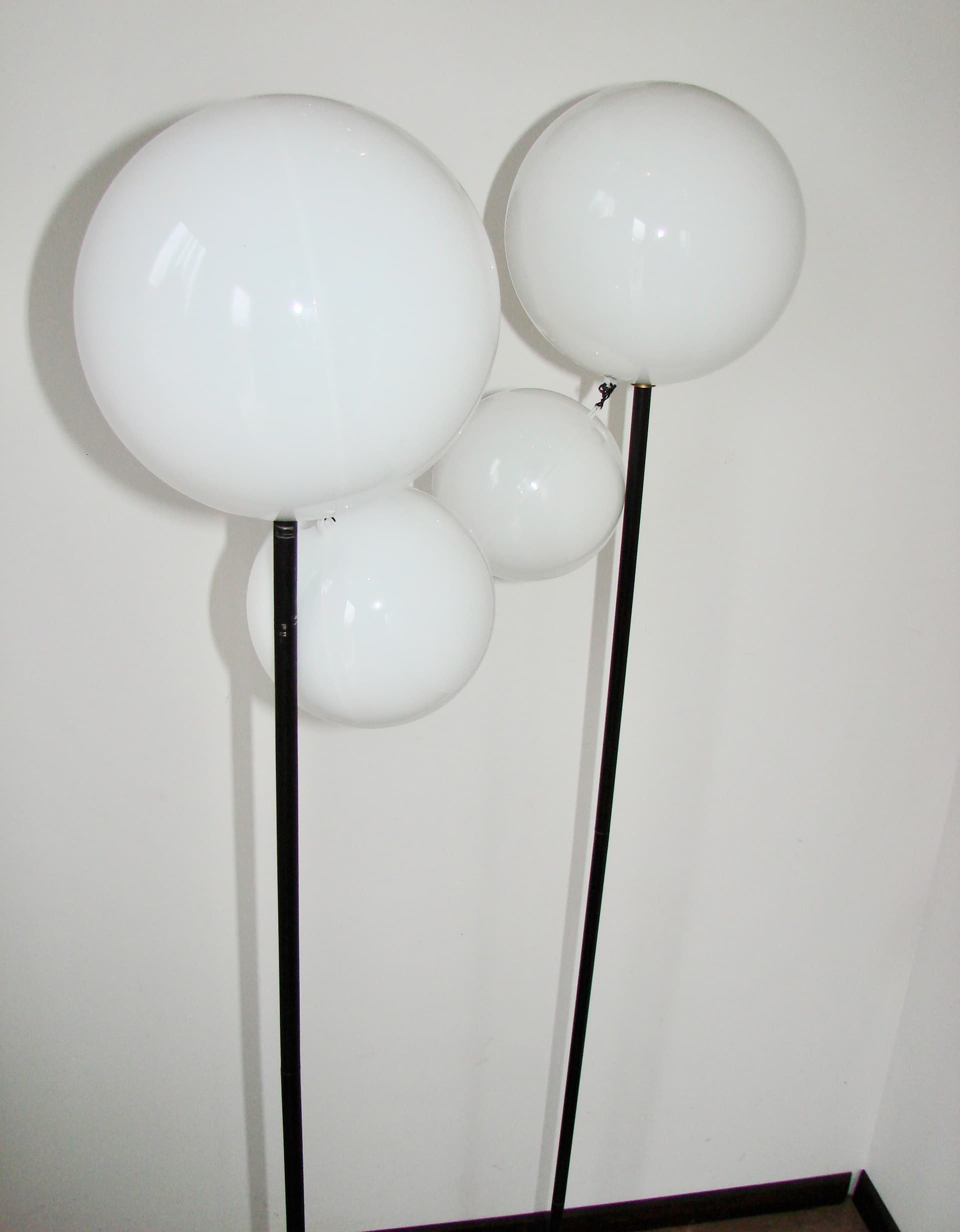 Set of Minimalist Floor Lamps, black metal, white plastic, 1990s - 148193
