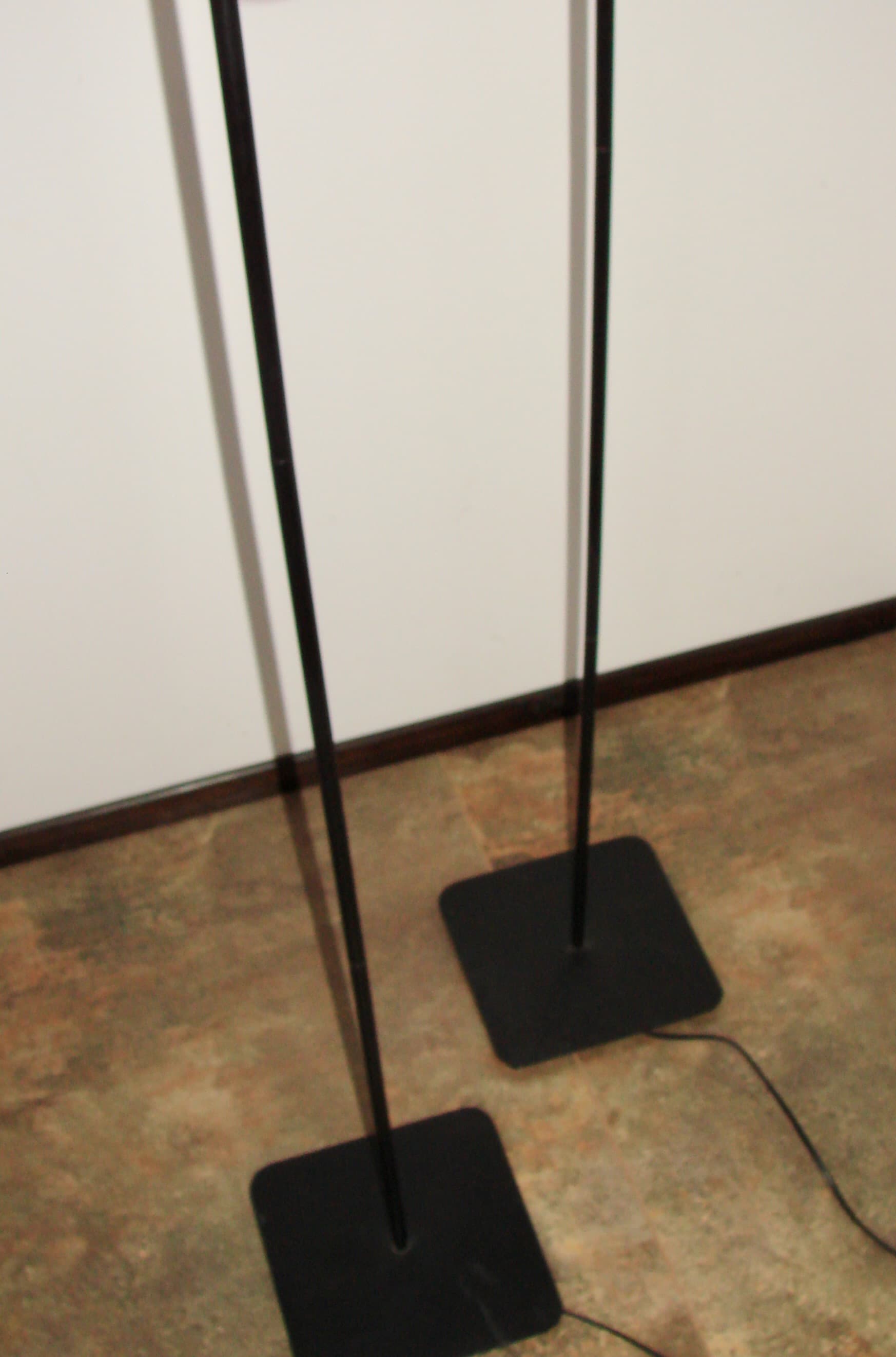 Set of Minimalist Floor Lamps, black metal, white plastic, 1990s - 148192