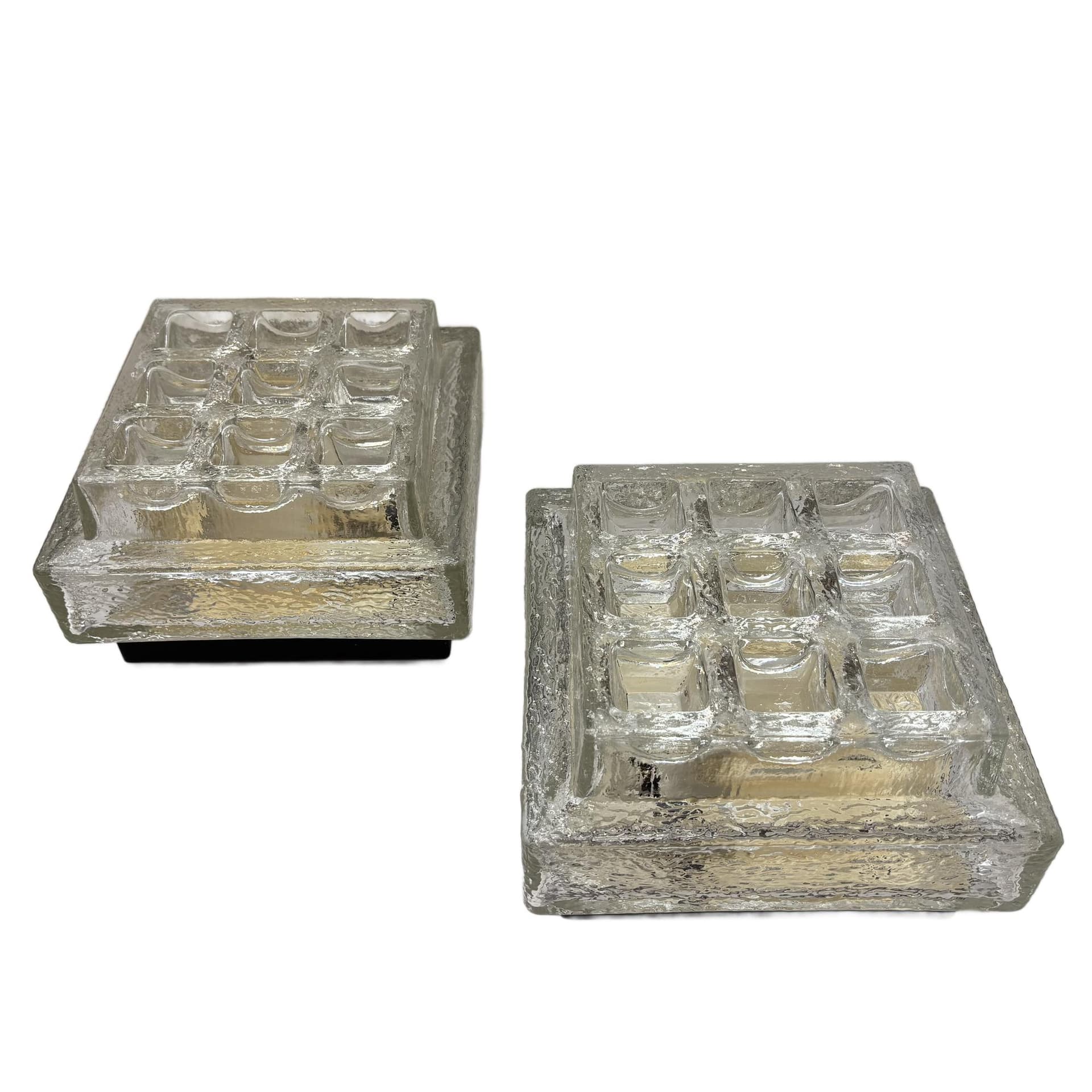 Para kinkietów Glashütte, szkło transparentne, Limburg, Niemcy, lata 70.