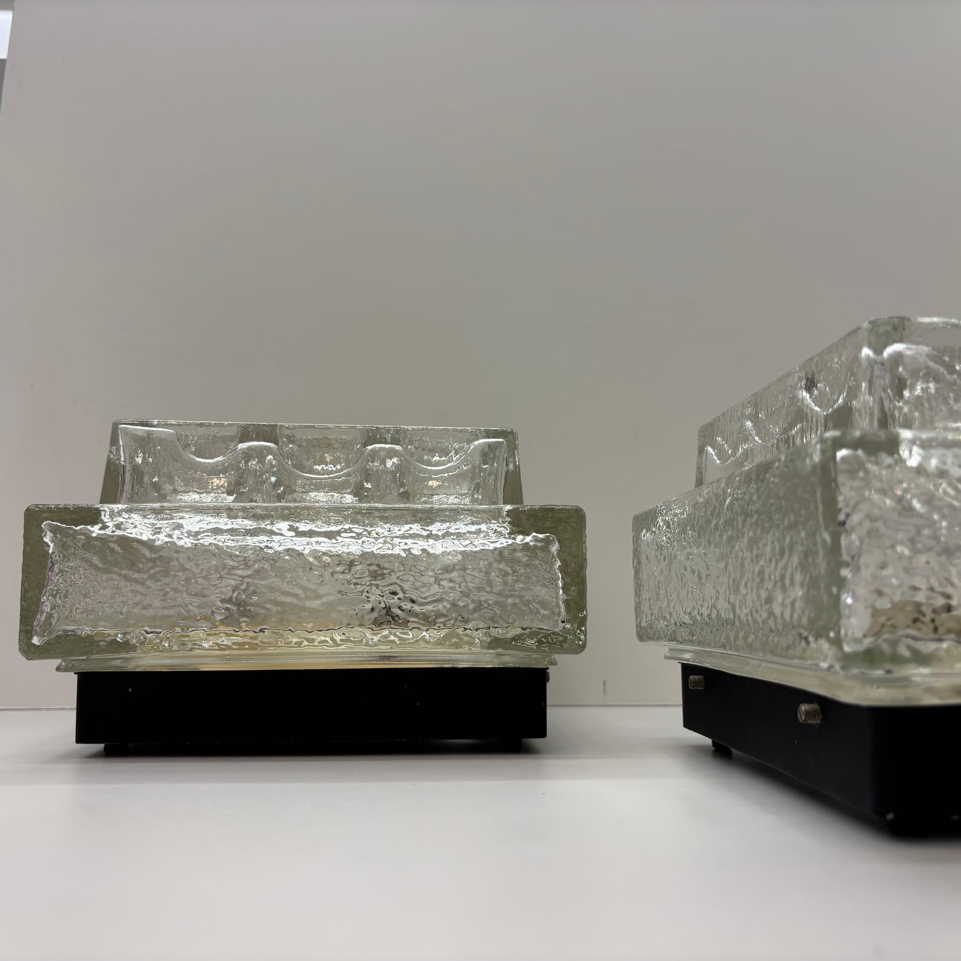 Para kinkietów Glashütte, szkło transparentne, Limburg, Niemcy, lata 70. - 149536