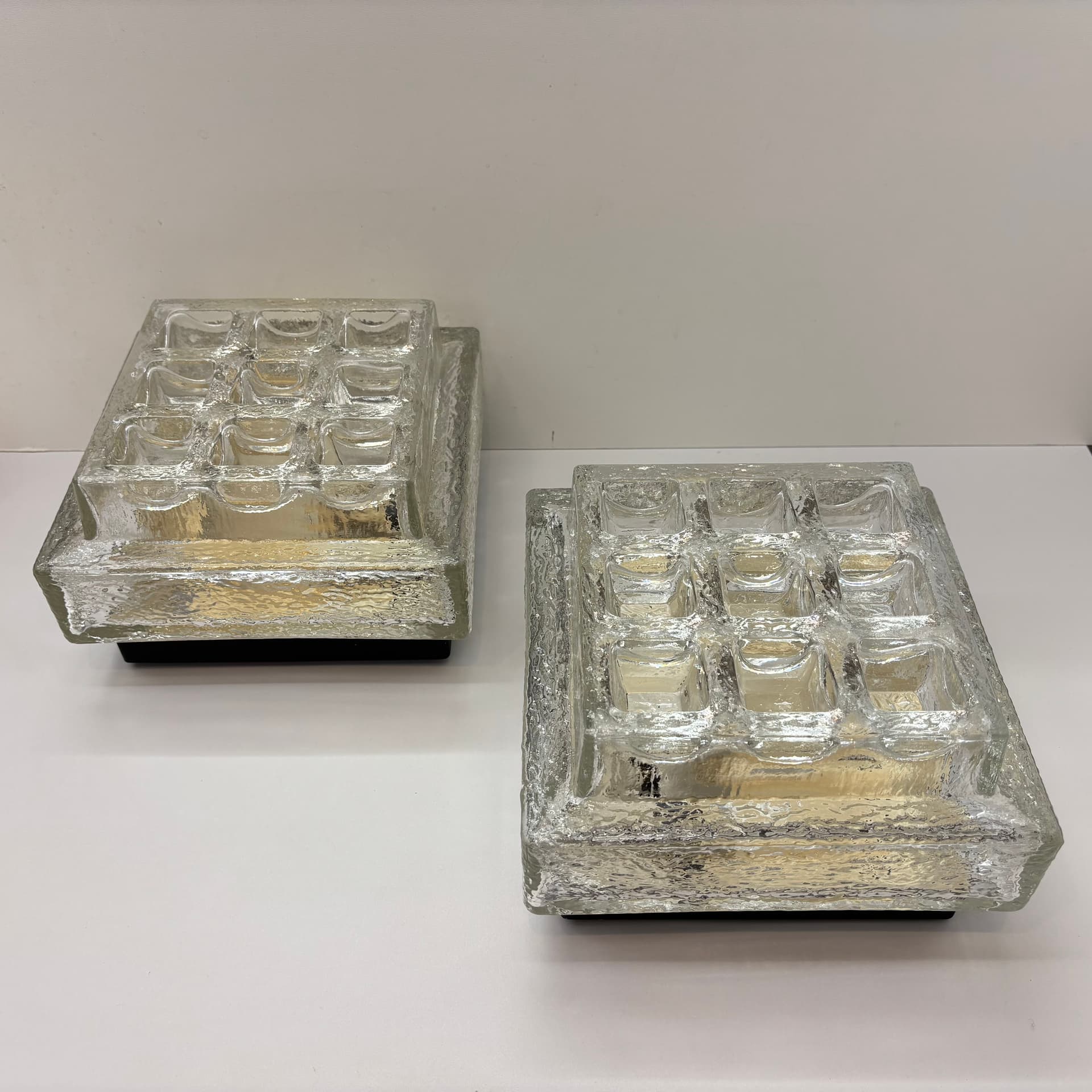 Para kinkietów Glashütte, szkło transparentne, Limburg, Niemcy, lata 70. - 149543