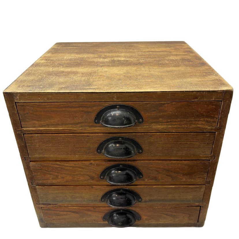 Organizer, brązowy, sosna, sklejka, metal, Niemcy, lata 50.