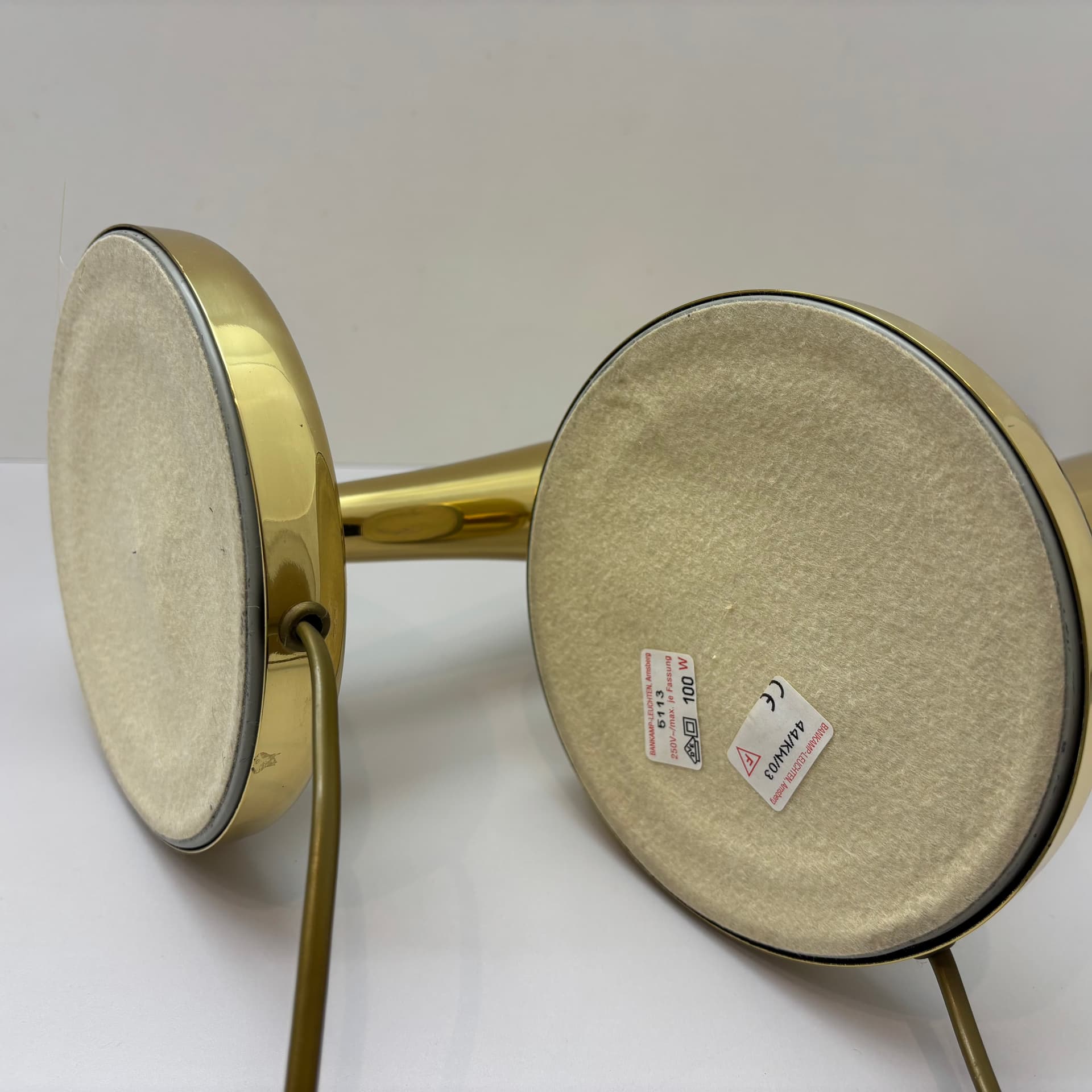 Para lamp nocnych, złoty, mosiądz, Bankamp Leuchten, Niemcy, lata 80. - 149570