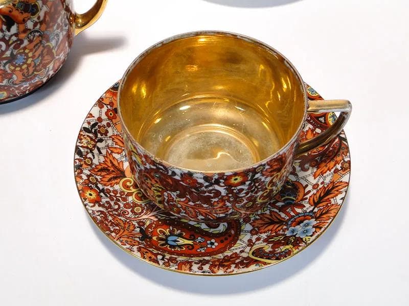 Wielobarwny porcelanowy serwis herbaciany empire, Altrohlau, Czechosłowacja, lata 20. - 10051