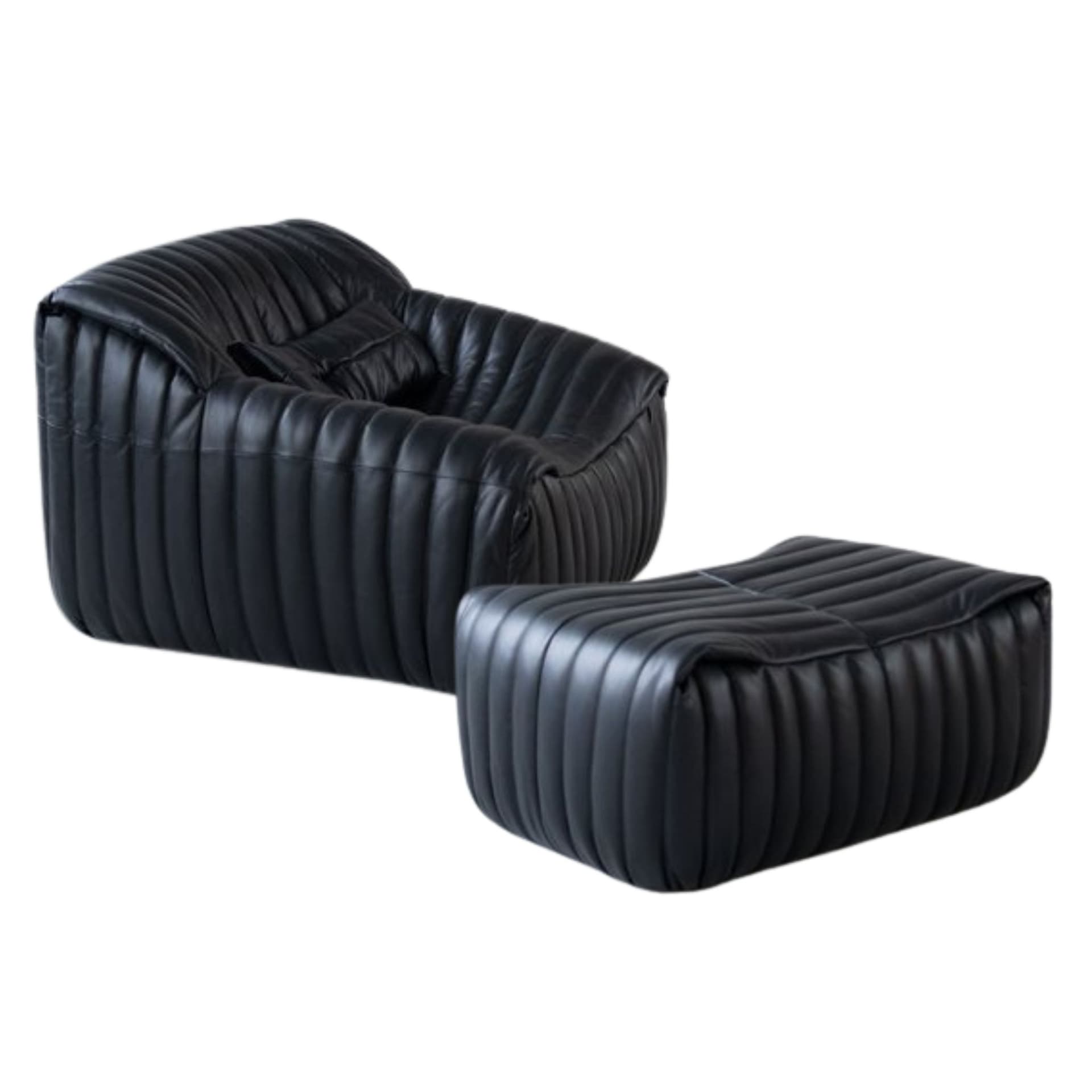 Sofa z podnóżkiem Sandra, czarna, proj. A. Hiéronimus, Ligne Roset, lata 70.