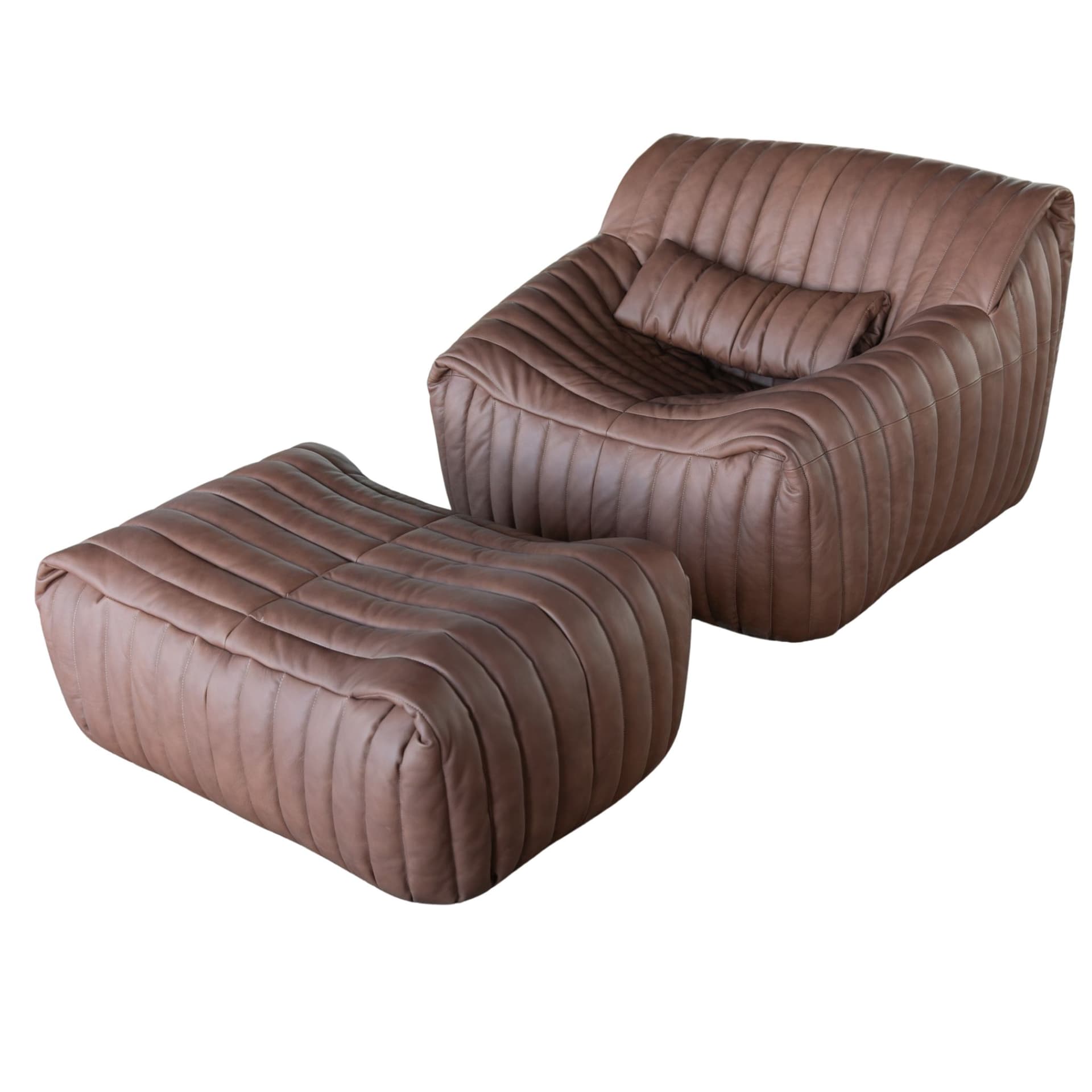 Sofa z podnóżkiem Sandra, jasnobrązowa, proj. A. Hiéronimus, Ligne Roset, lata 70.