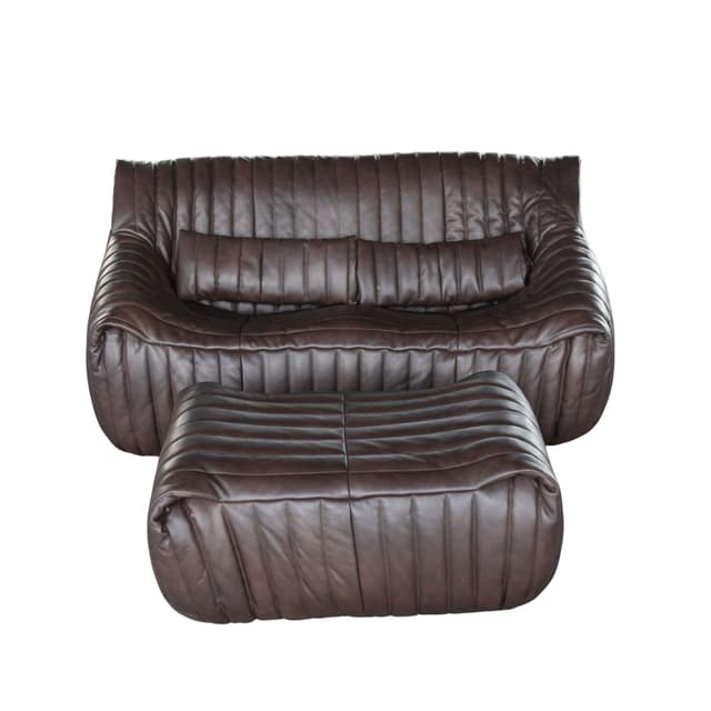 Dwuosobowa sofa z podnóżkiem Sandra, brązowa, proj. A. Hiéronimus, Ligne Roset, lata 70. - WYMIARY