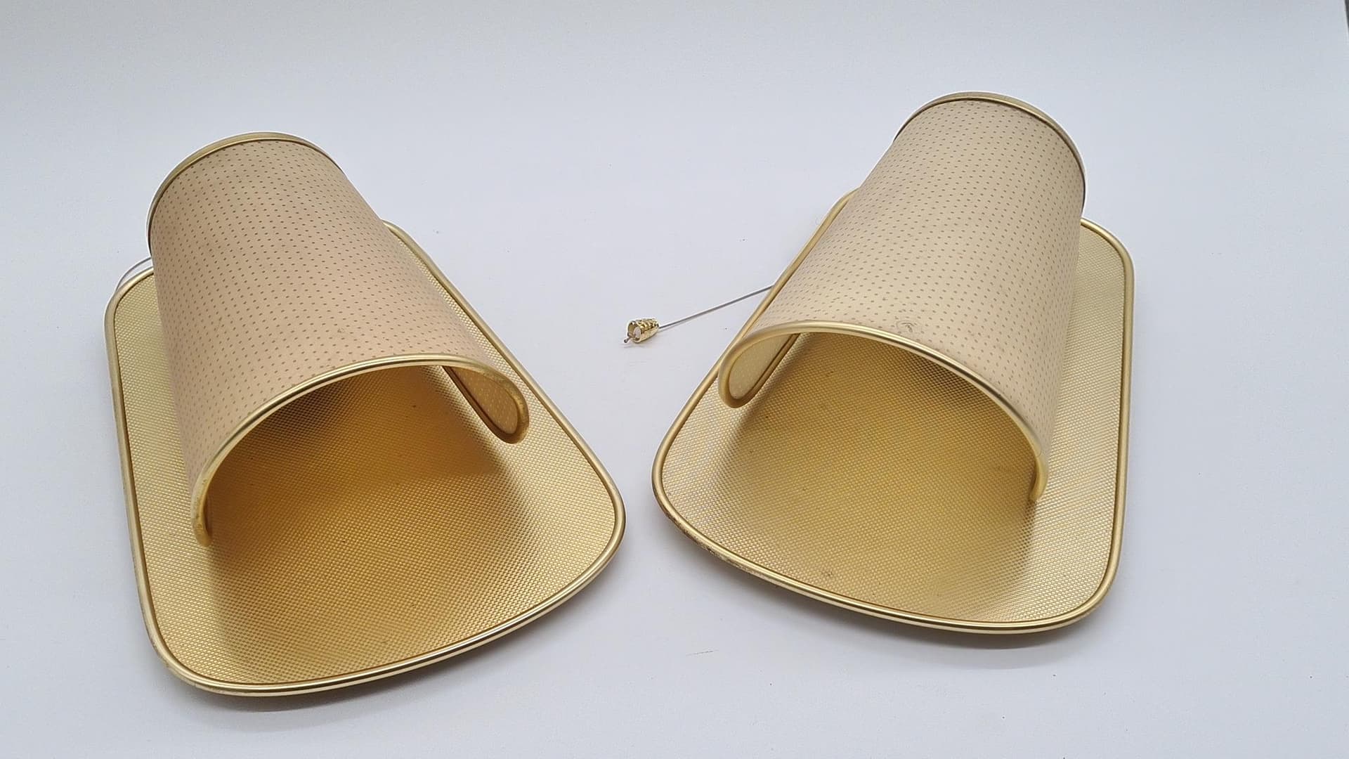 Para kinkietów Nr 430, złoty, metal plastik, Erco Leuchten, Niemcy, lata 60. - 157935