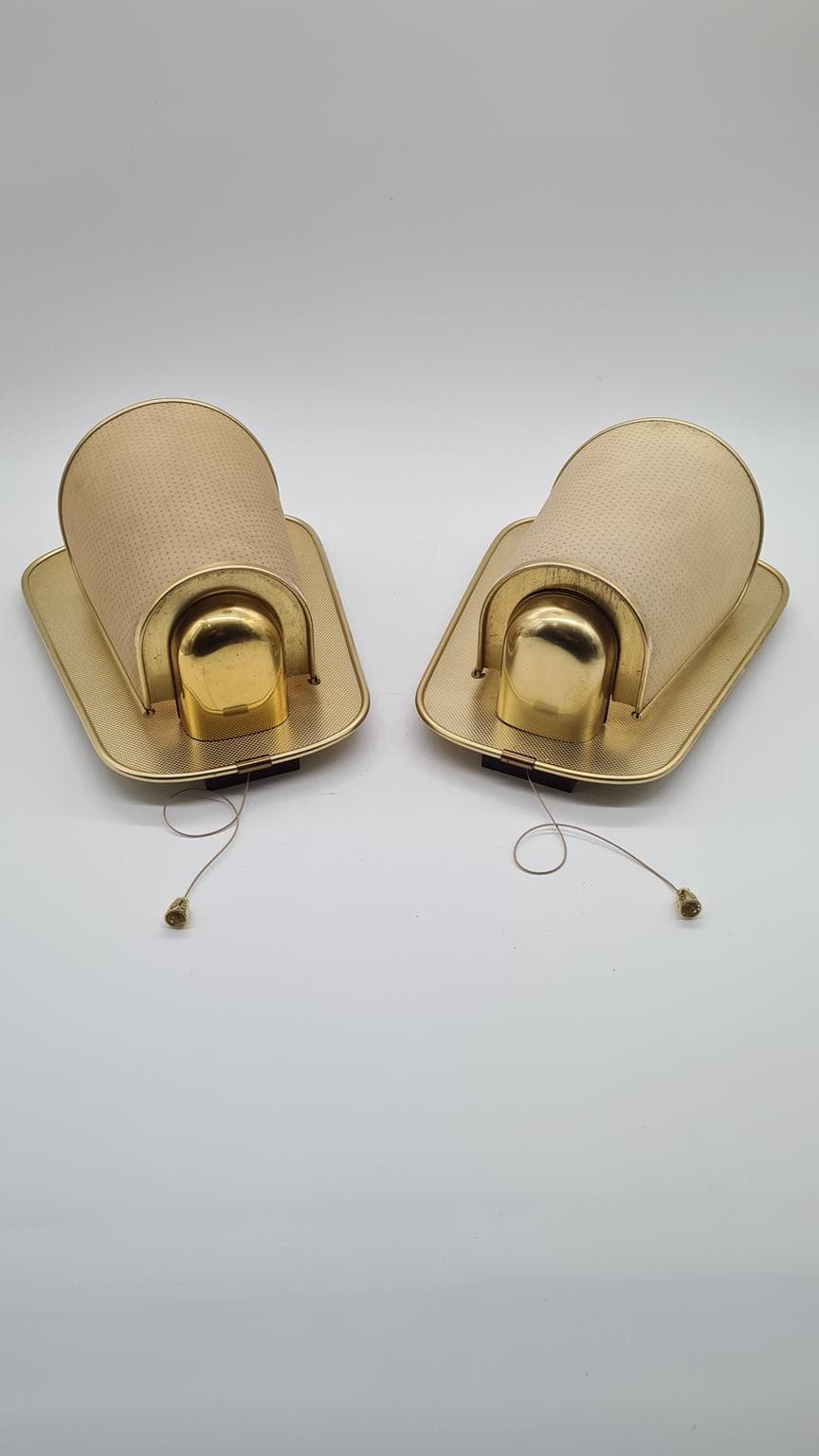 Para kinkietów Nr 430, złoty, metal plastik, Erco Leuchten, Niemcy, lata 60. - 157927