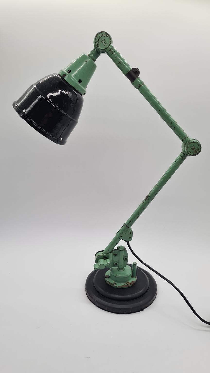 Lampa przegubowa, zielony, metal, proj. C. Fischer, Niemcy, lata 50. - 157967