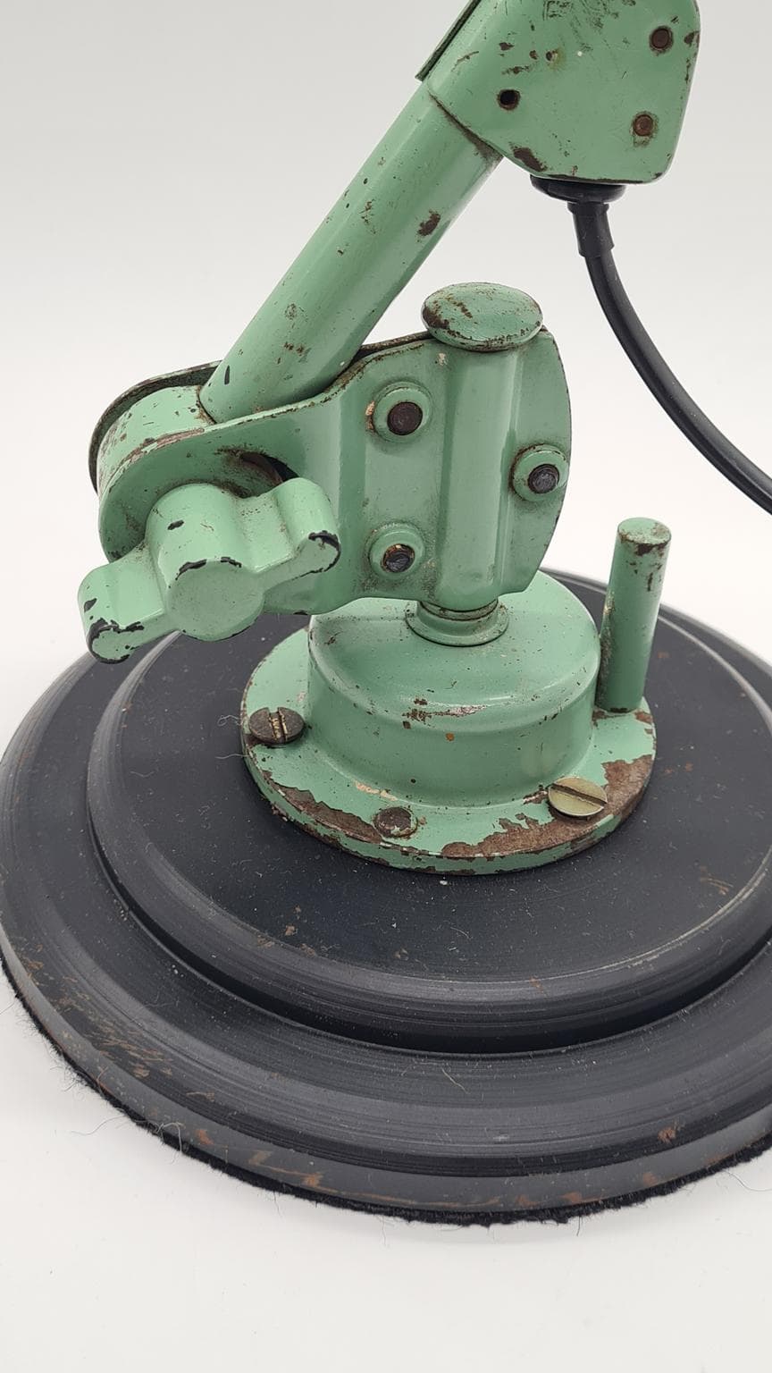 Lampa przegubowa, zielony, metal, proj. C. Fischer, Niemcy, lata 50. - 157974