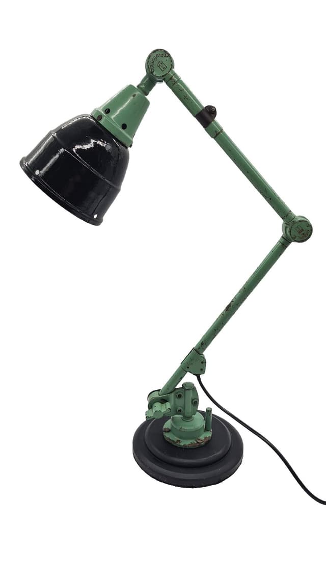 Lampa przegubowa, zielony, metal, proj. C. Fischer, Niemcy, lata 50. - WYMIARY