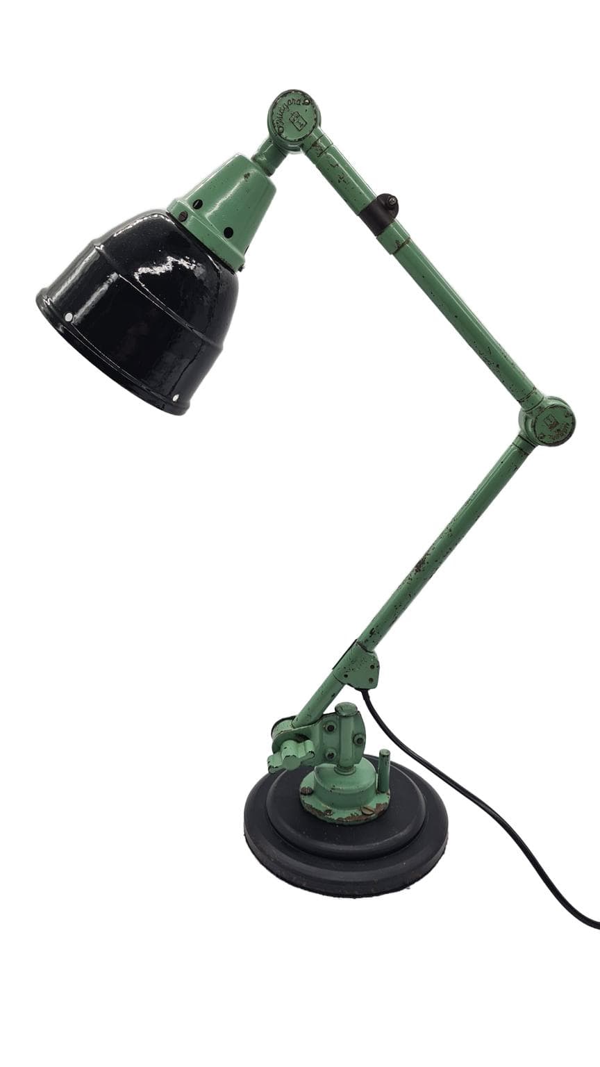 Lampa przegubowa, zielony, metal, proj. C. Fischer, Niemcy, lata 50. - 168069