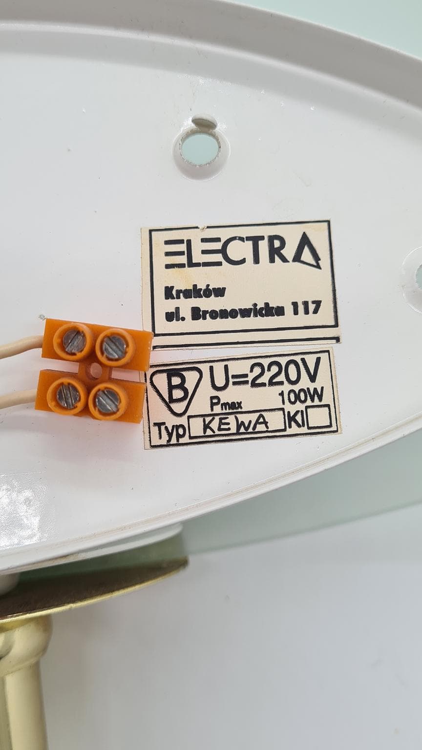 Para kinkietów KEWA, szkło białe matowe, mosiądz, Polska, lata 60. - 157981