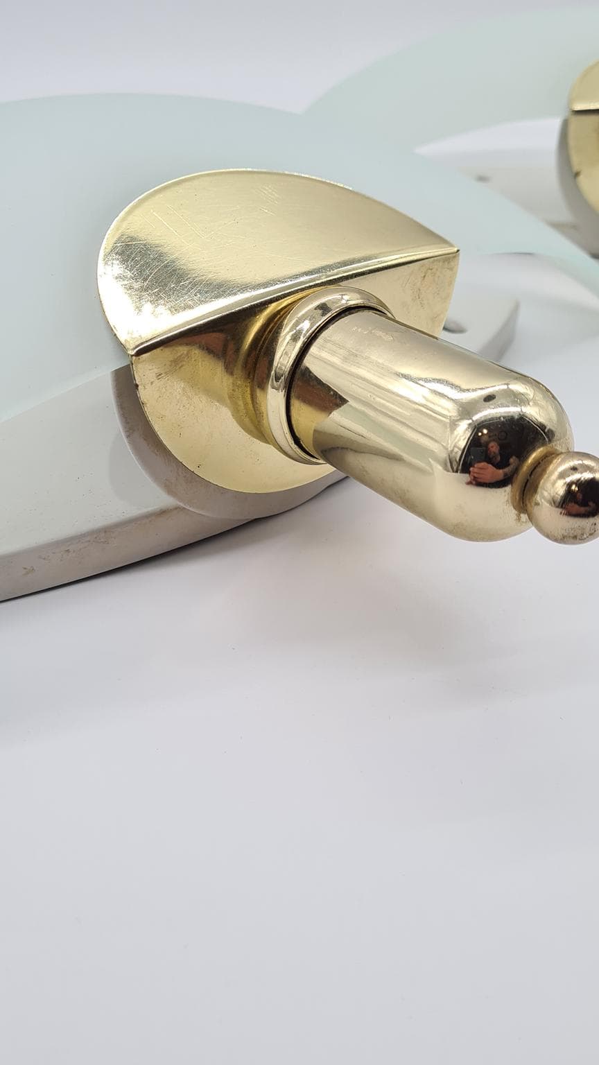 Para kinkietów KEWA, szkło białe matowe, mosiądz, Polska, lata 60. - 157983