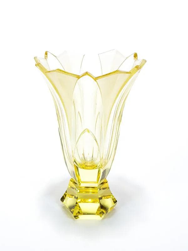 Wazon Art Deco, kryształ żółty, proj. R. Hlouszek, Czechy, początek XX w. - 10028