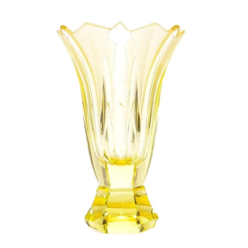 Vase Art Deco, yellow crystal, by R. Hlouszek, Czech Republic, early 20th c.