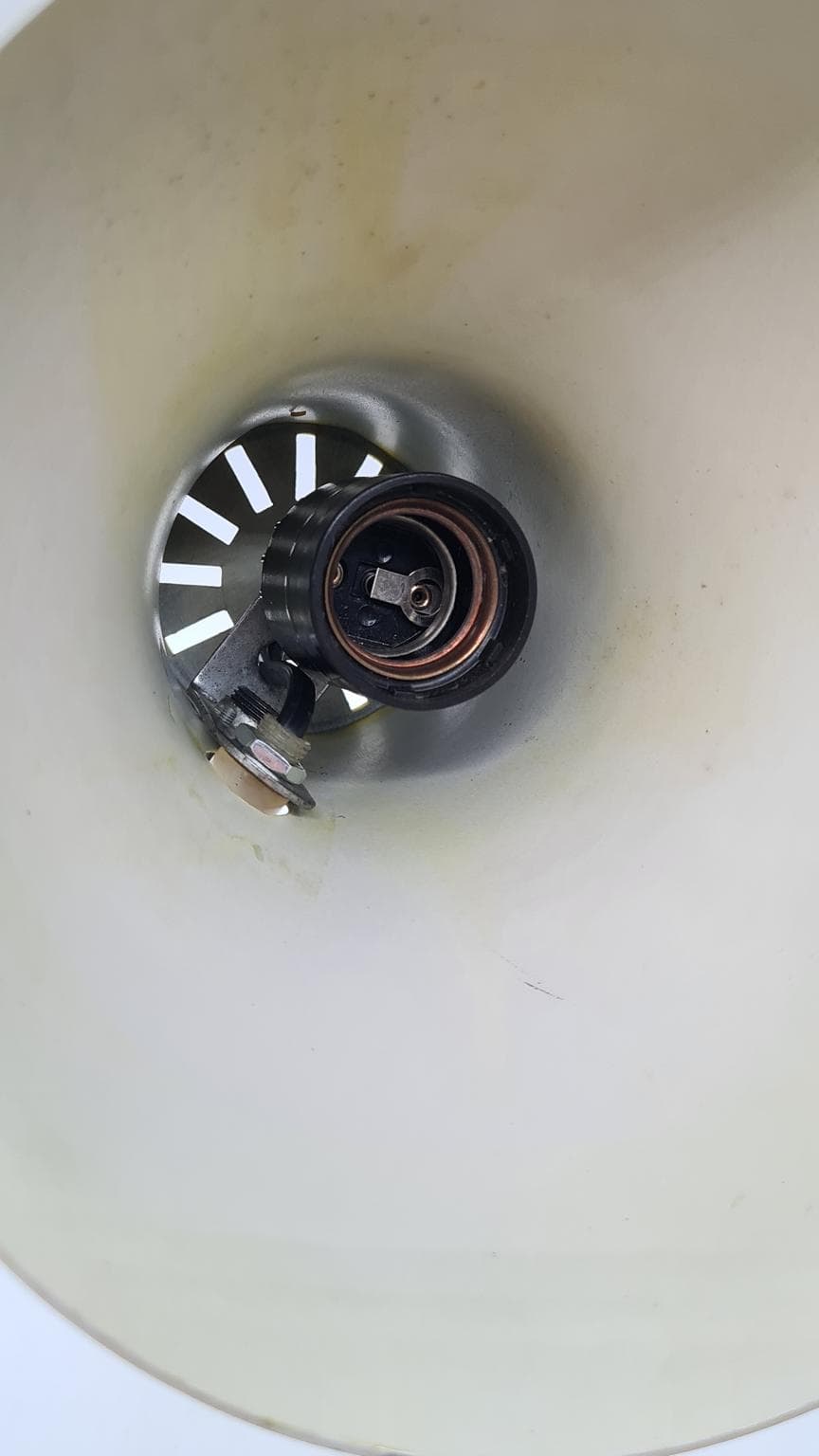 Lampa biurkowa, żółty metal, chrom, proj. J. Hůrka, Czechosłowacja, lata 70. - 158021