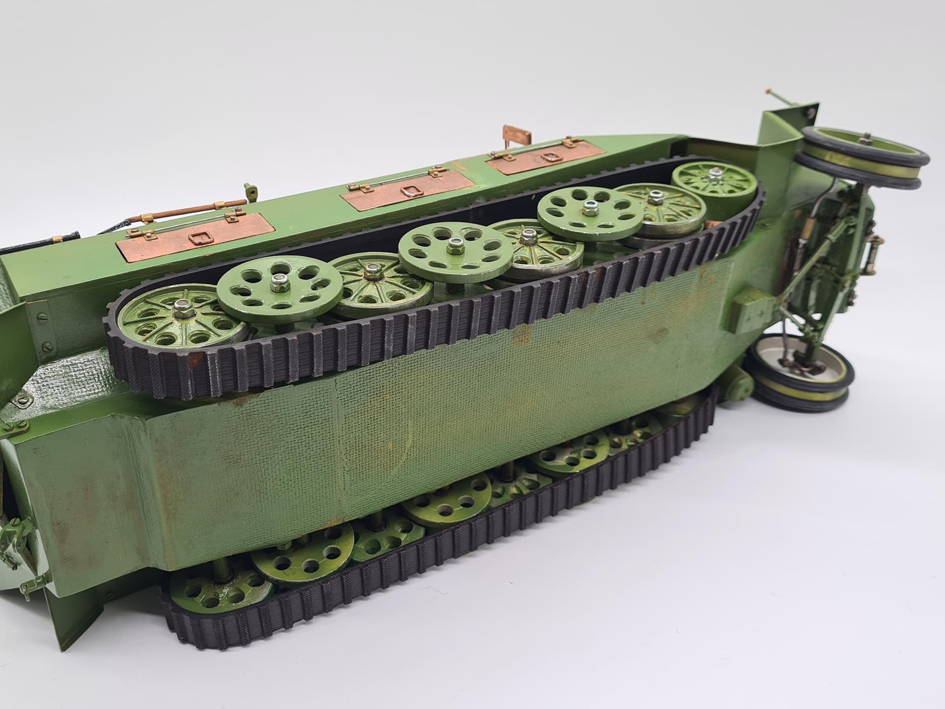 Model Sd.Kfz. 251, zielony, sklejka drewno metal miedź, Niemcy, lata 70. - 158058