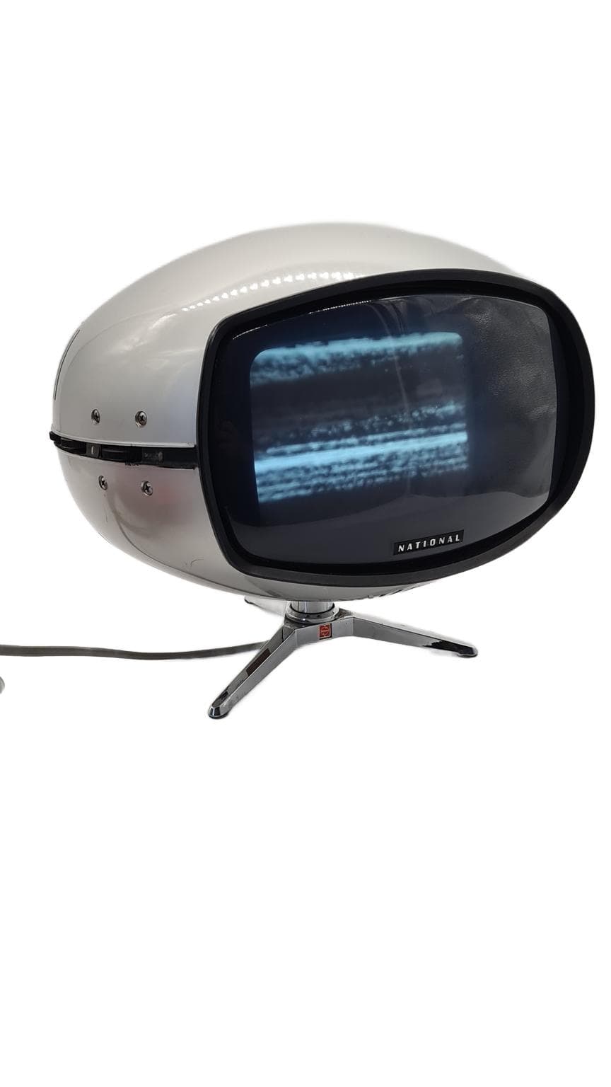 Telewizor National TR-005 Orbitel, Space Age, biały, plastik metal szkło, Japonia, lata 70. - 168049