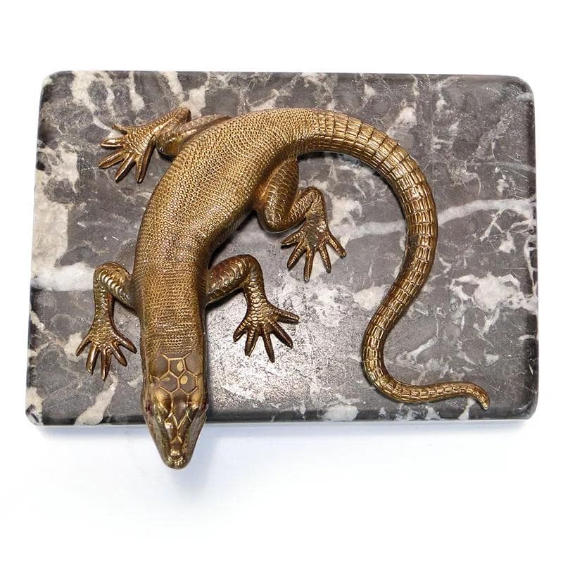 Przycisk do papieru secesyjny, złoty brąz, marmur, Austria, początek XX w. - 10022