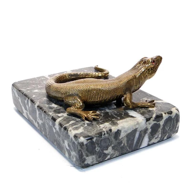 Przycisk do papieru secesyjny, złoty brąz, marmur, Austria, początek XX w. - 10018