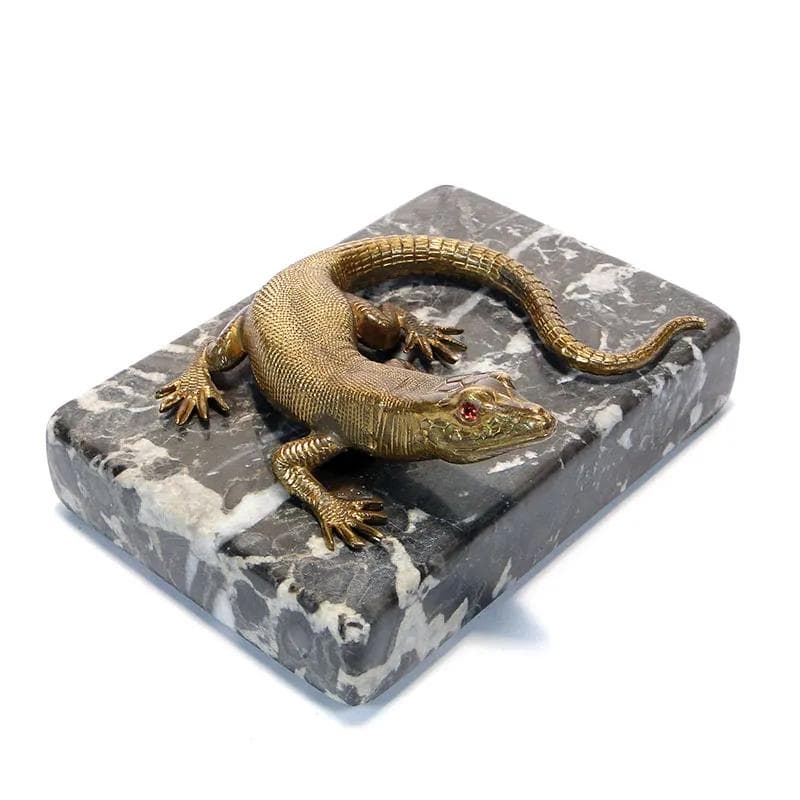 Przycisk do papieru secesyjny, złoty brąz, marmur, Austria, początek XX w. - 10017