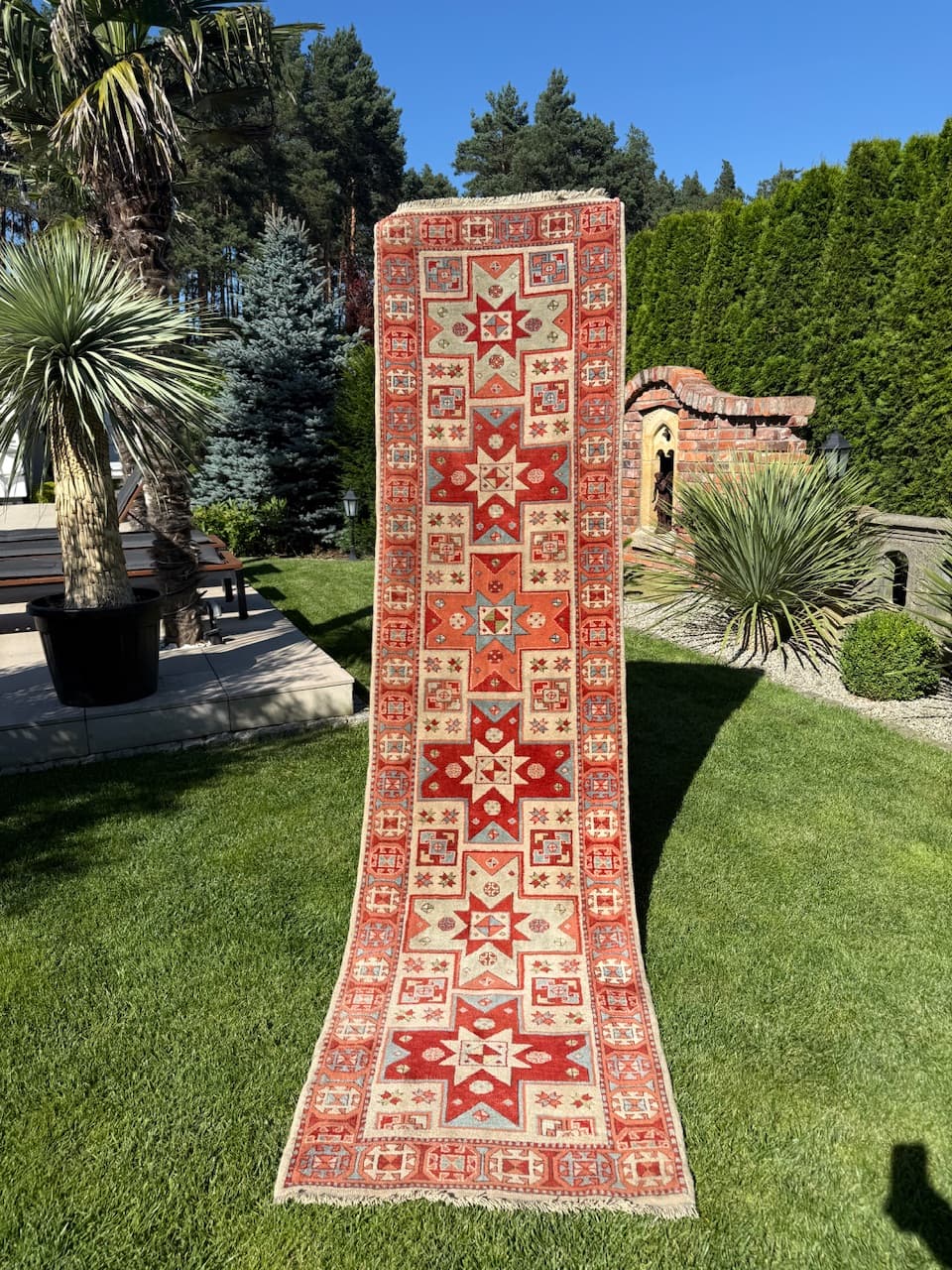 Chodnik Kazak, czerwony, wełna, Turcja, lata 90. - 158100