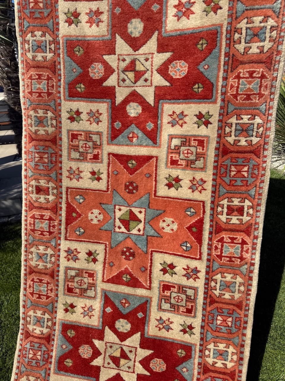 Chodnik Kazak, czerwony, wełna, Turcja, lata 90. - 158111