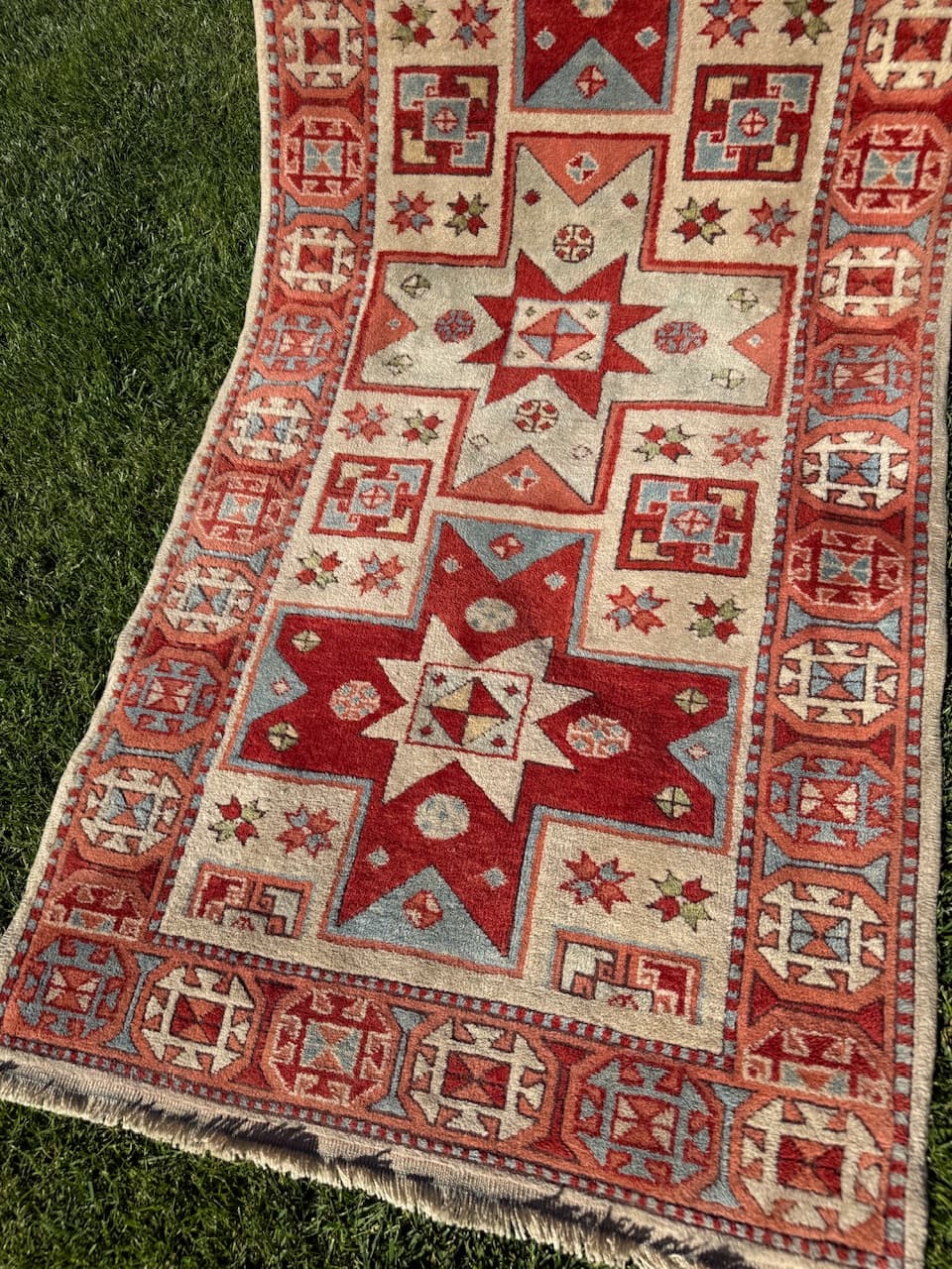 Chodnik Kazak, czerwony, wełna, Turcja, lata 90. - 158114