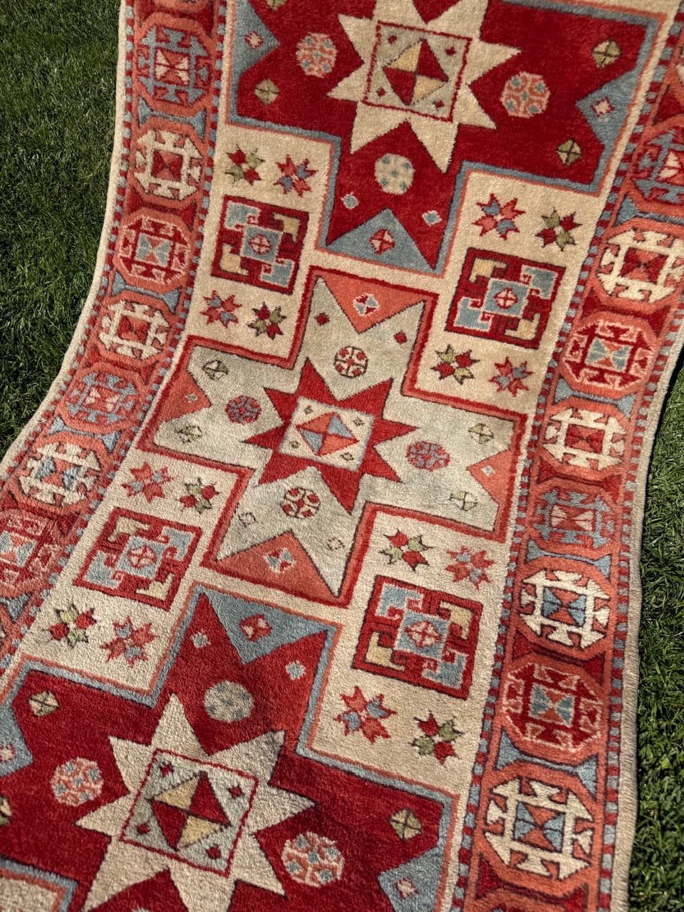 Chodnik Kazak, czerwony, wełna, Turcja, lata 90. - 158113