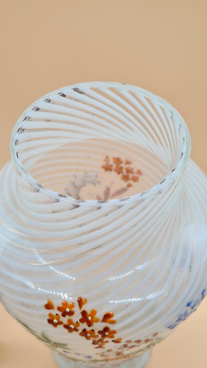 Waza Murano, reticello, szkło białe, Włochy, lata 60. - 158160