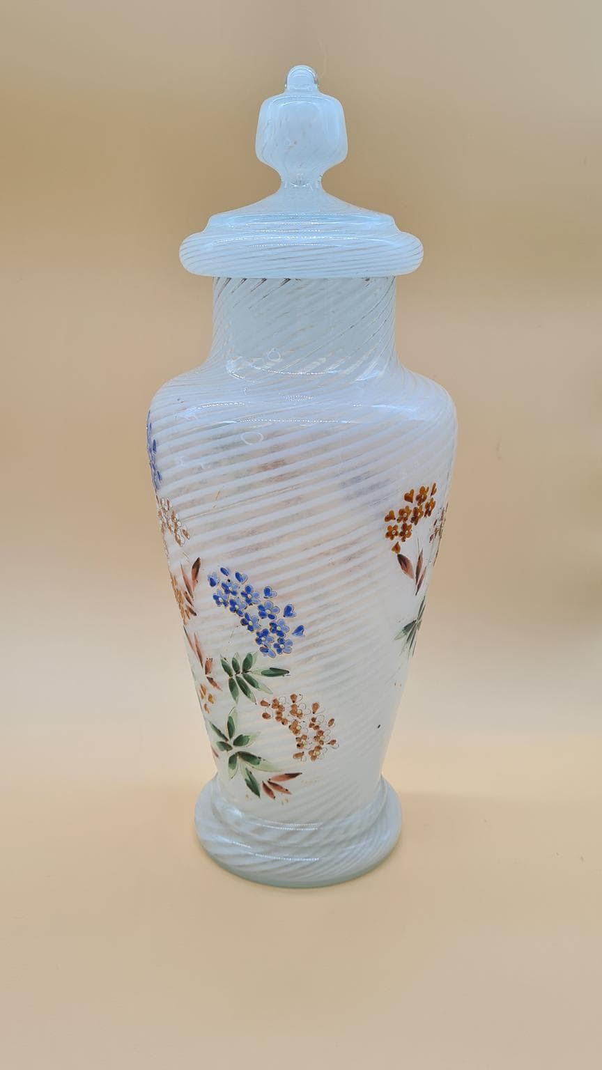 Waza Murano, reticello, szkło białe, Włochy, lata 60. - 158164