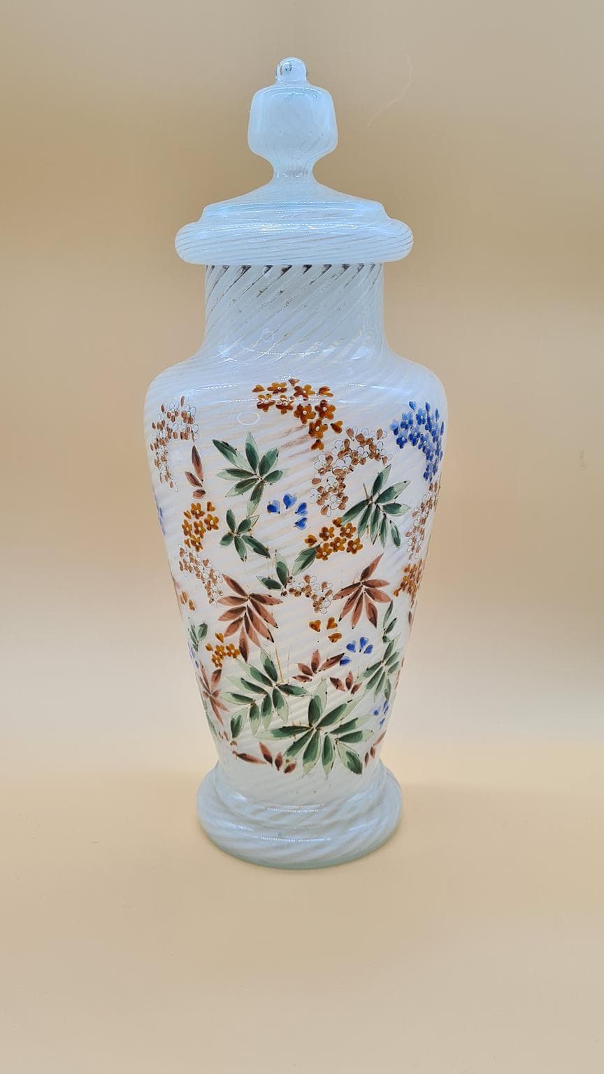 Waza Murano, reticello, szkło białe, Włochy, lata 60. - 158156